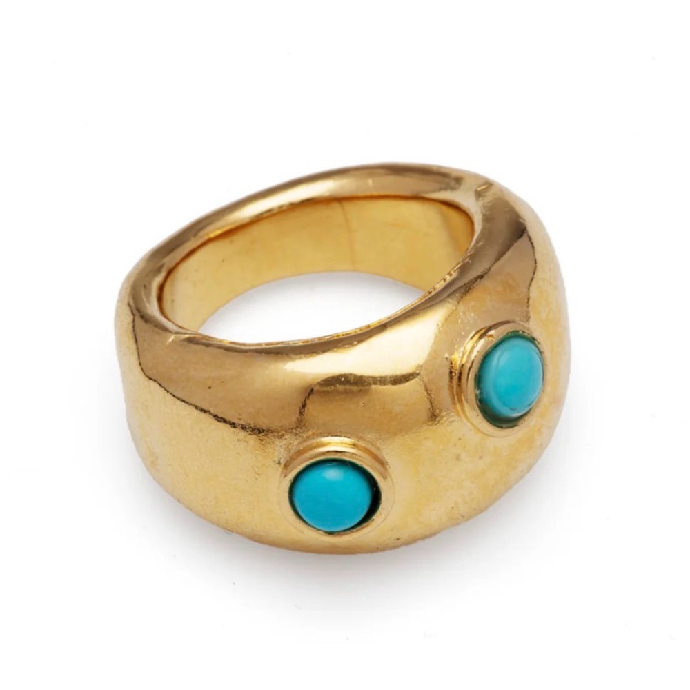 Mayamar Gold Turquoise dome ring size‎ 10